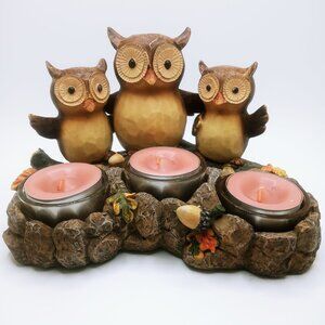 Yankee Candle Three Owl Decorative Tealight Candle Holder Set with Candles